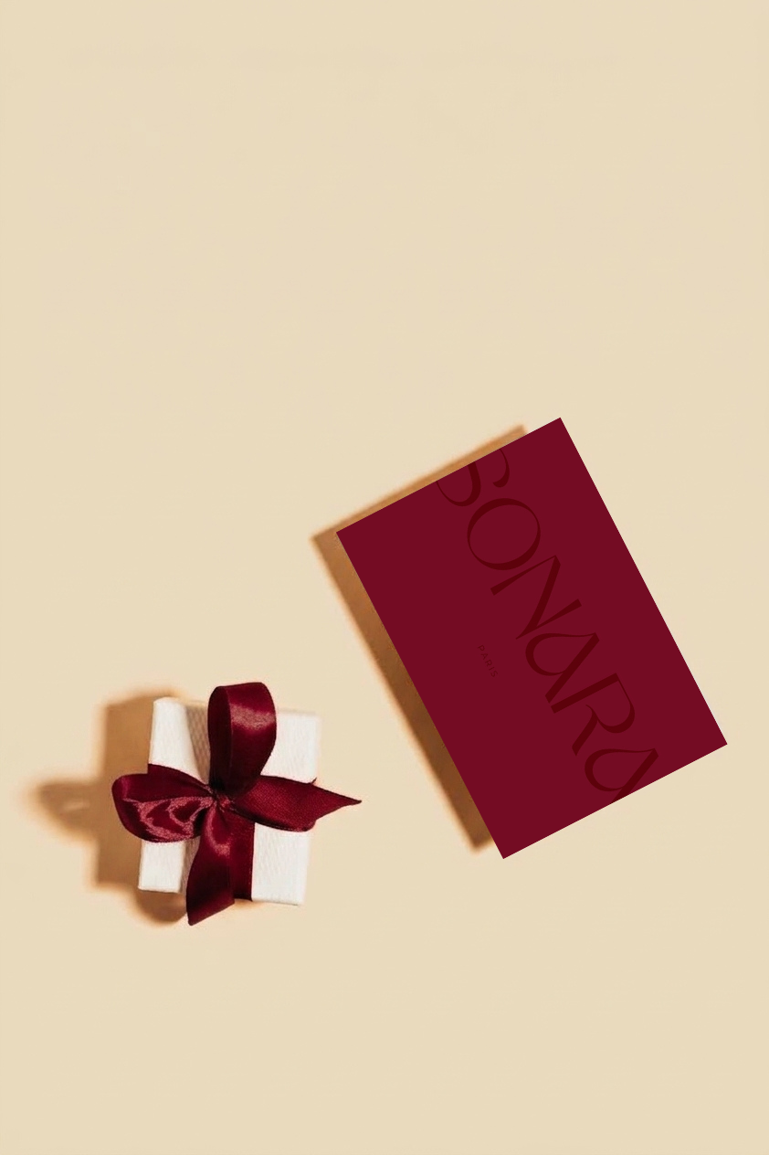 Carte cadeau Sonara bordeaux et coffret ruban